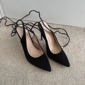 Missguided Black Lace-Up Heels